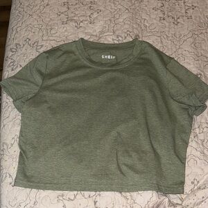 SHEIN Green Boxy Crop T-Shirt